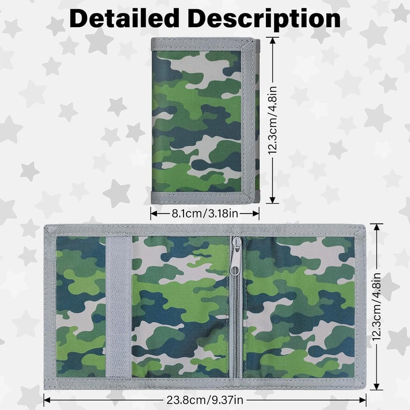 Jonyee Kids Wallet for Boys Ages 5-18, Novelty Trifold Wallet with Key Chain and Zipper Coin Pocket for Teens Children Girls Youth, Camo Wallet with Front Pocket for Outdoors Sports Gifts-Camo Green - Image 2